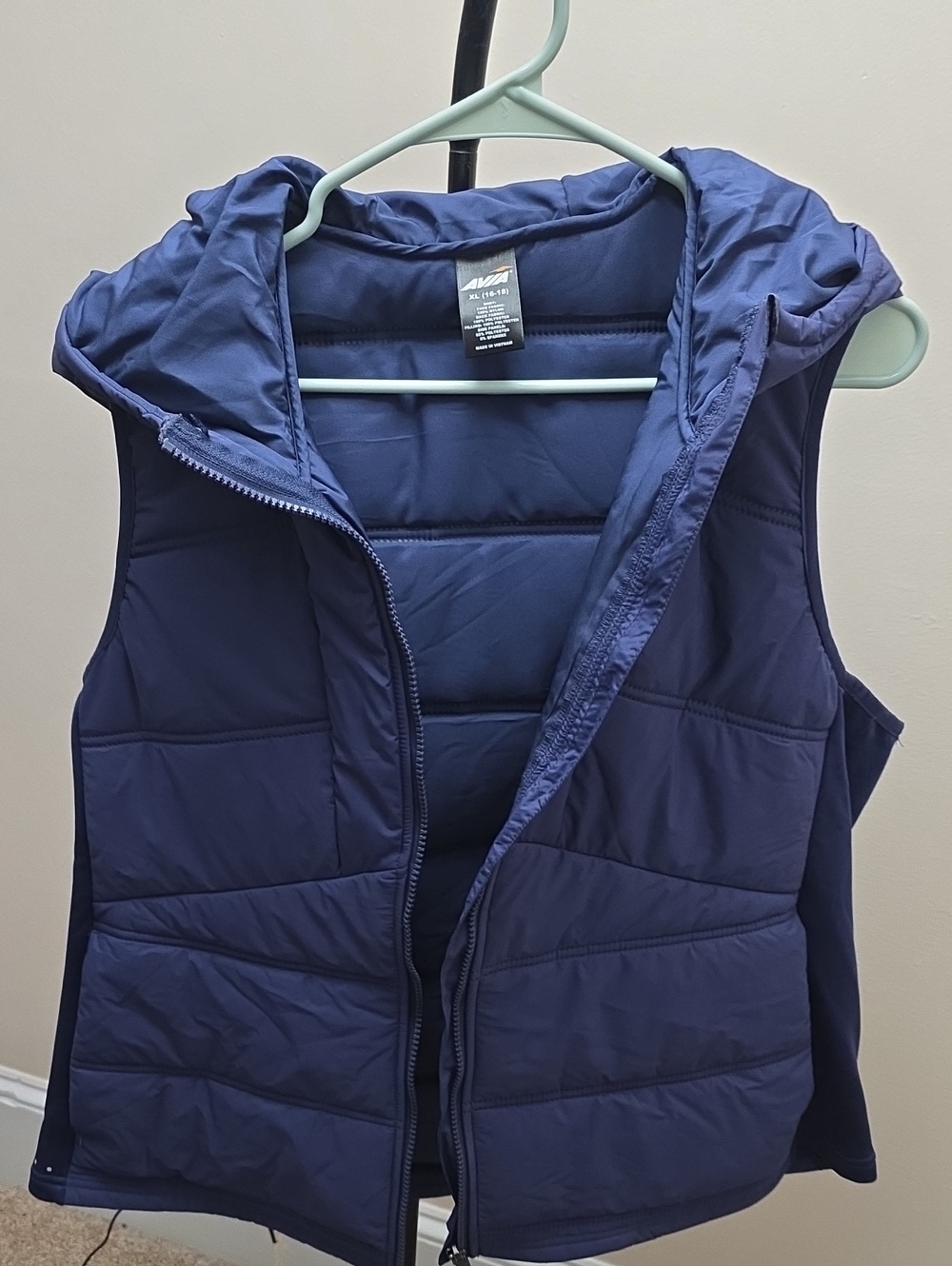 Avia Navy Blue Quilted Puffer Vest with Hood